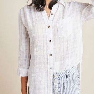 Anthropologie  --  Textured Linen Buttondown us8